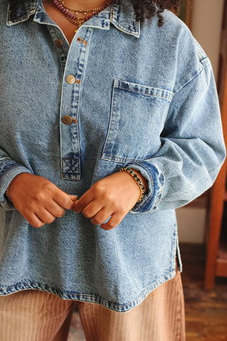 Lila Button Front Denim Shirt Jacket