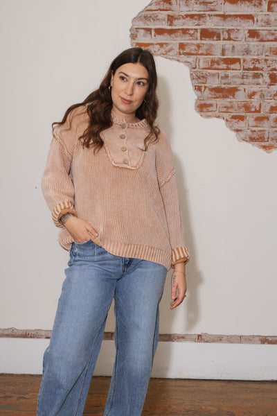 Ray Chunky Knit Henley Sweater