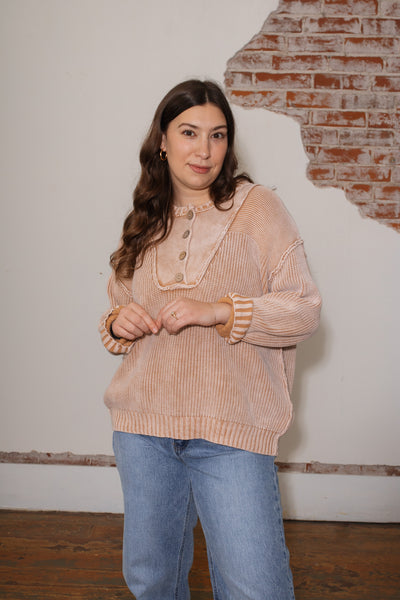 Ray Chunky Knit Henley Sweater