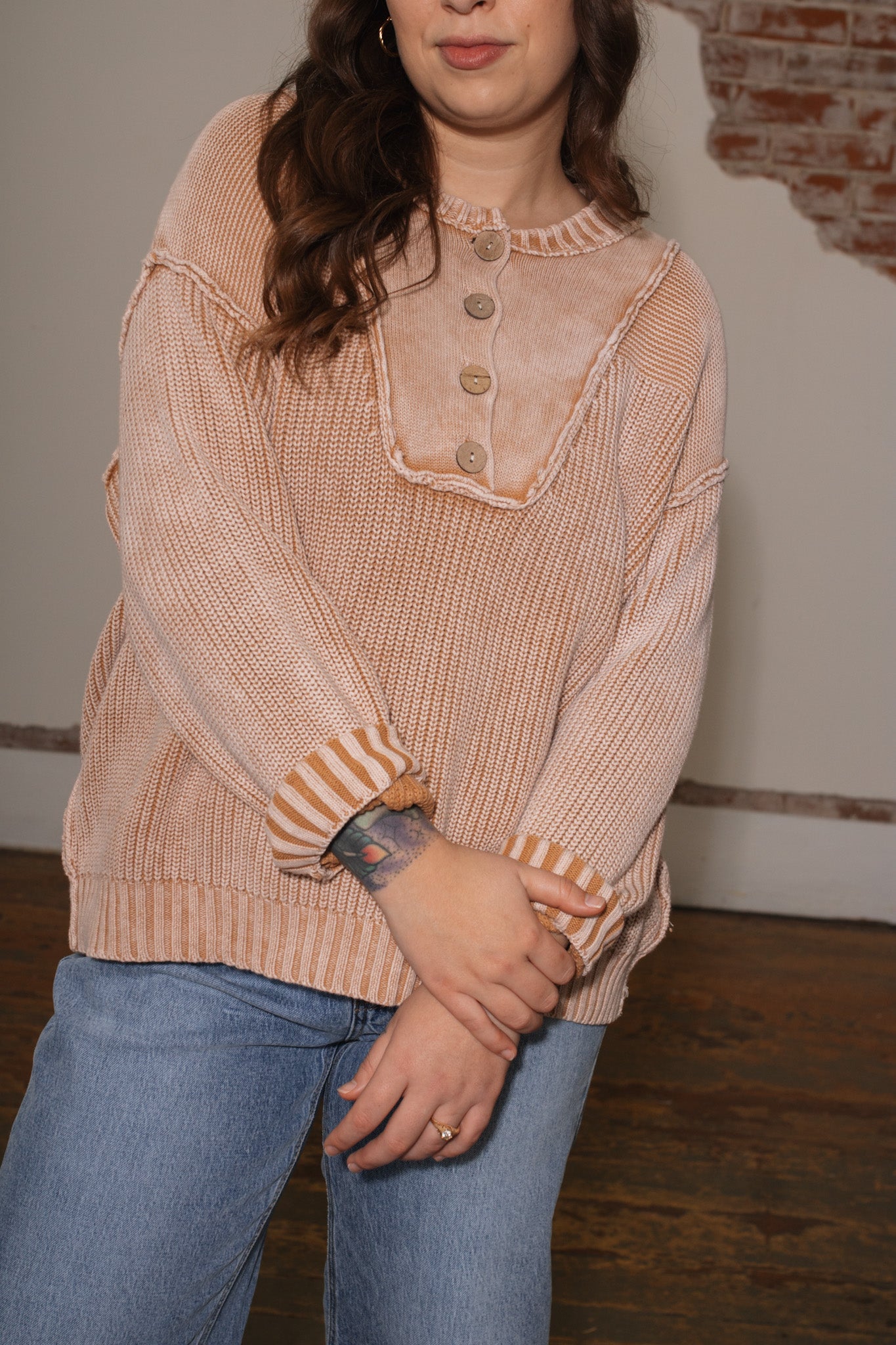 Ray Chunky Knit Henley Sweater