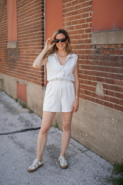 Remi Scuba Quarter-Zip On-The-Go Romper