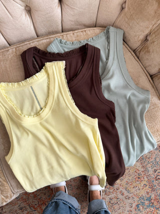 Ricky Lace Ribbed Knit Tank
