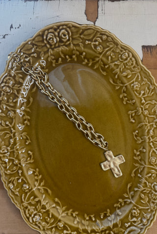 Maeve Chunky Hammered Cross Necklace