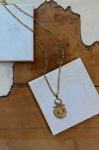 Micah Pearl Coin Necklace
