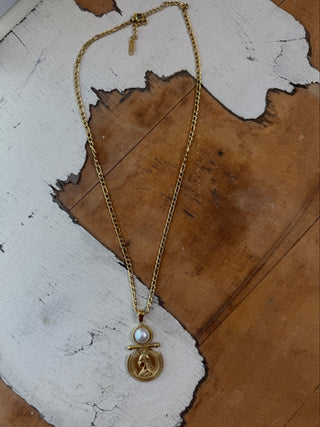 Micah Pearl Coin Necklace