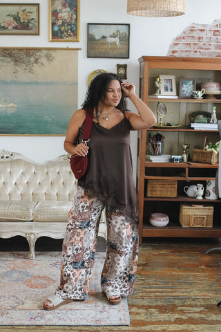 Capri Satin Long Lace Tank