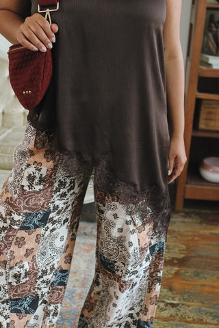 Capri Satin Long Lace Tank