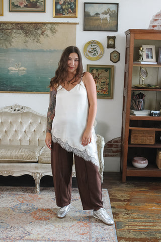 Capri Satin Long Lace Tank