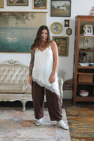 Capri Satin Long Lace Tank