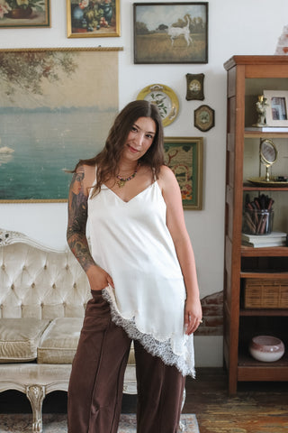 Capri Satin Long Lace Tank