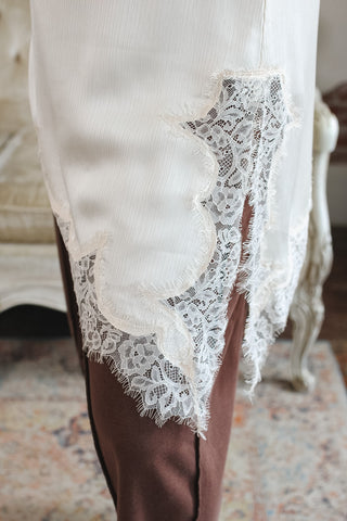 Capri Satin Long Lace Tank