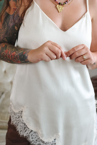 Capri Satin Long Lace Tank