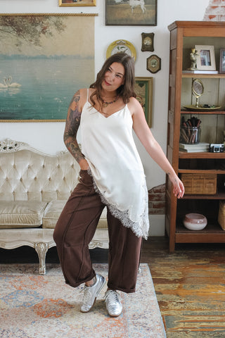 Capri Satin Long Lace Tank