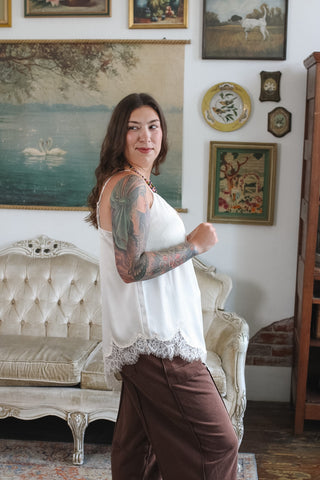 Capri Satin Long Lace Tank