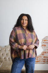 Alex Oversized Plaid Henley Top