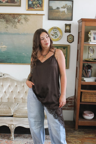 Capri Satin Long Lace Tank