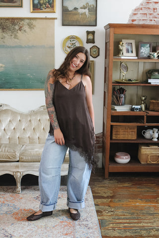 Capri Satin Long Lace Tank