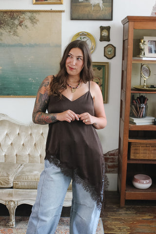 Capri Satin Long Lace Tank