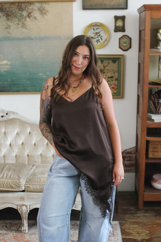 Capri Satin Long Lace Tank