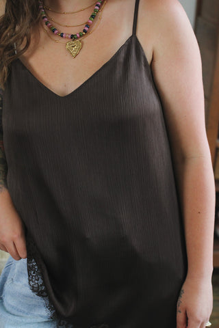 Capri Satin Long Lace Tank