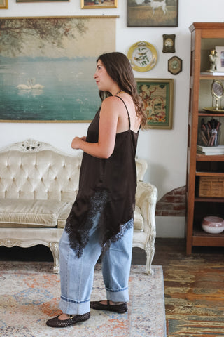Capri Satin Long Lace Tank