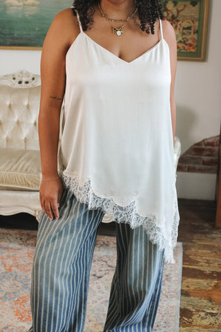 Capri Satin Long Lace Tank