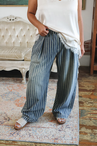 Lennon Wide Leg Railroad Denim