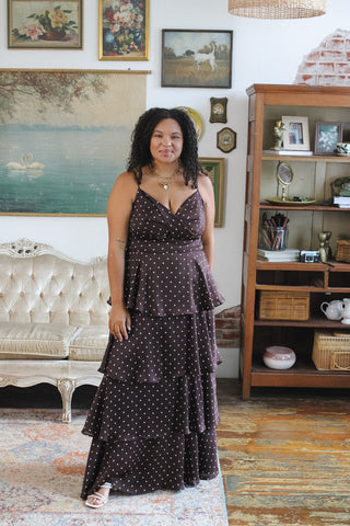 Greta Polka Dot Satin Maxi Dress