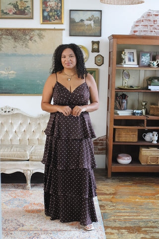 Greta Polka Dot Satin Maxi Dress
