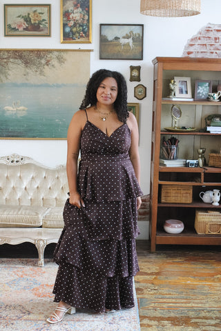 Greta Polka Dot Satin Maxi Dress