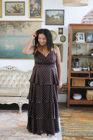 Greta Polka Dot Satin Maxi Dress