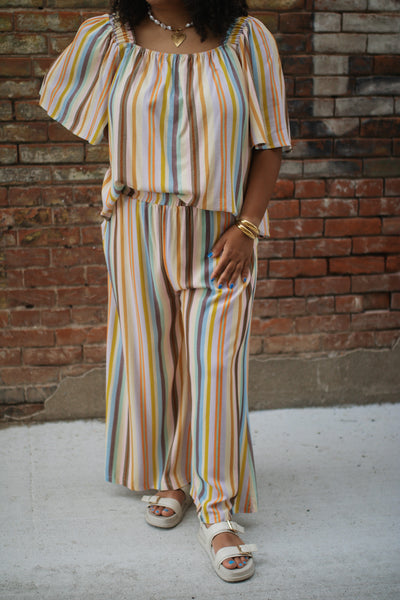 Lila Striped Pants Set