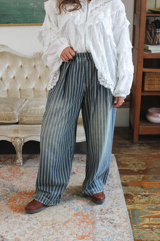 Lennon Wide Leg Railroad Denim