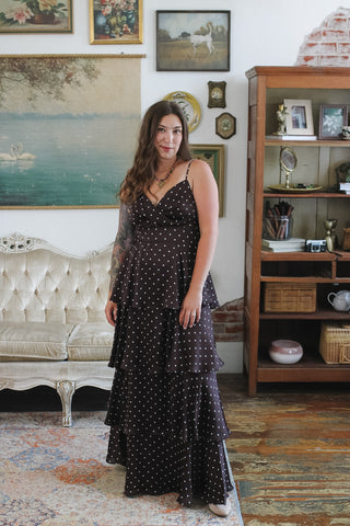Greta Polka Dot Satin Maxi Dress