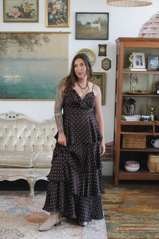 Greta Polka Dot Satin Maxi Dress