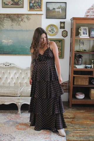 Greta Polka Dot Satin Maxi Dress
