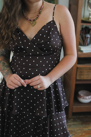 Greta Polka Dot Satin Maxi Dress