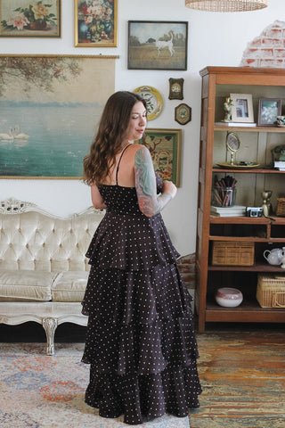 Greta Polka Dot Satin Maxi Dress