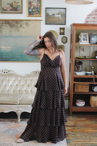 Greta Polka Dot Satin Maxi Dress