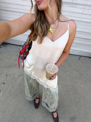 Capri Satin Long Lace Tank