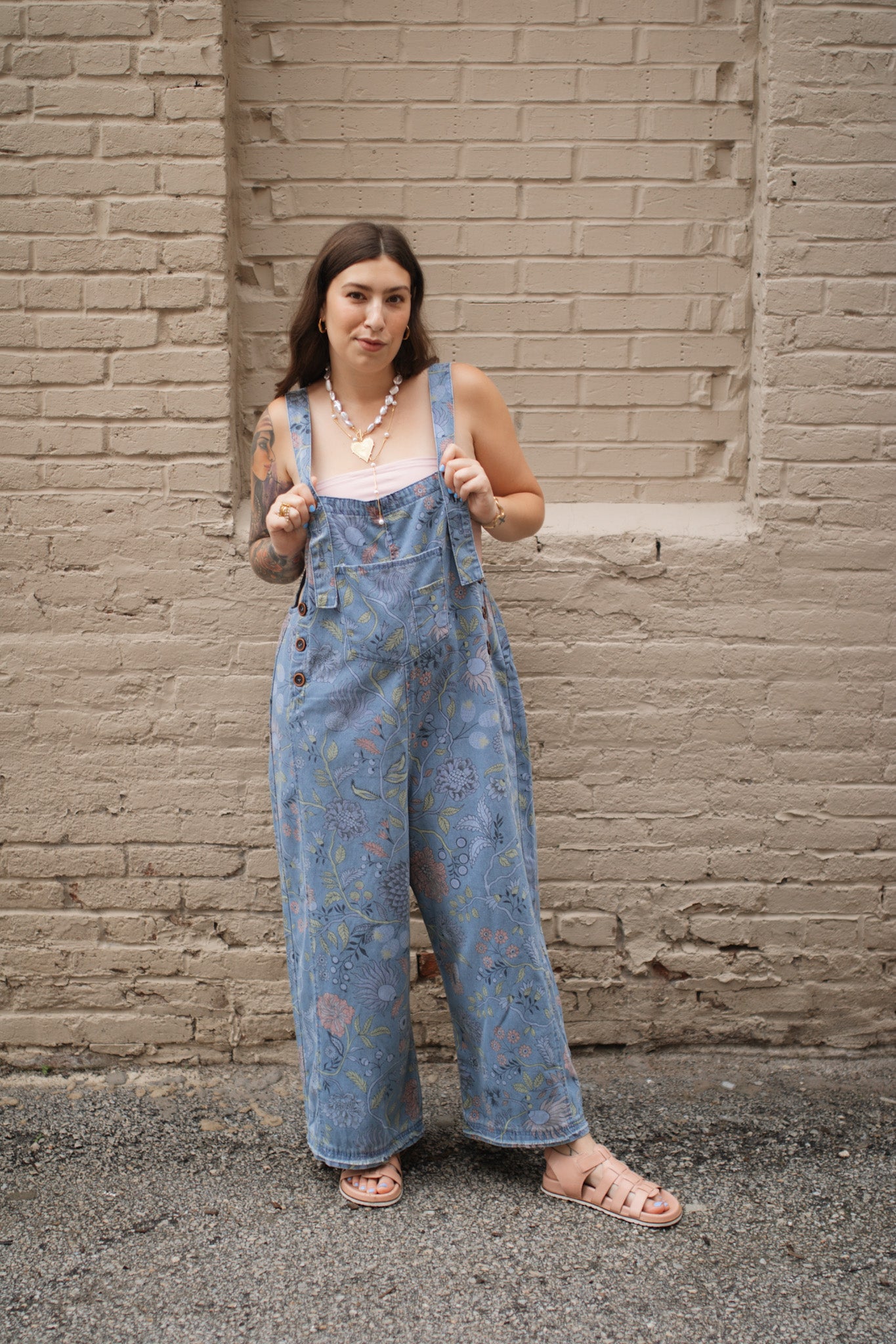 Demi Floral Vintage Washed Overalls