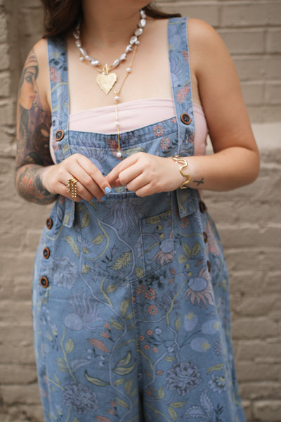 Demi Floral Vintage Washed Overalls