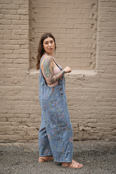 Demi Floral Vintage Washed Overalls