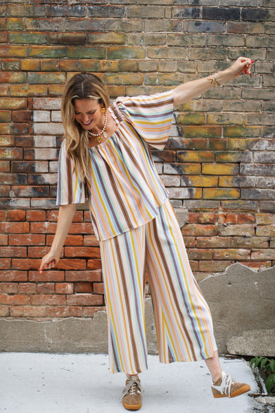 Lila Striped Pants Set
