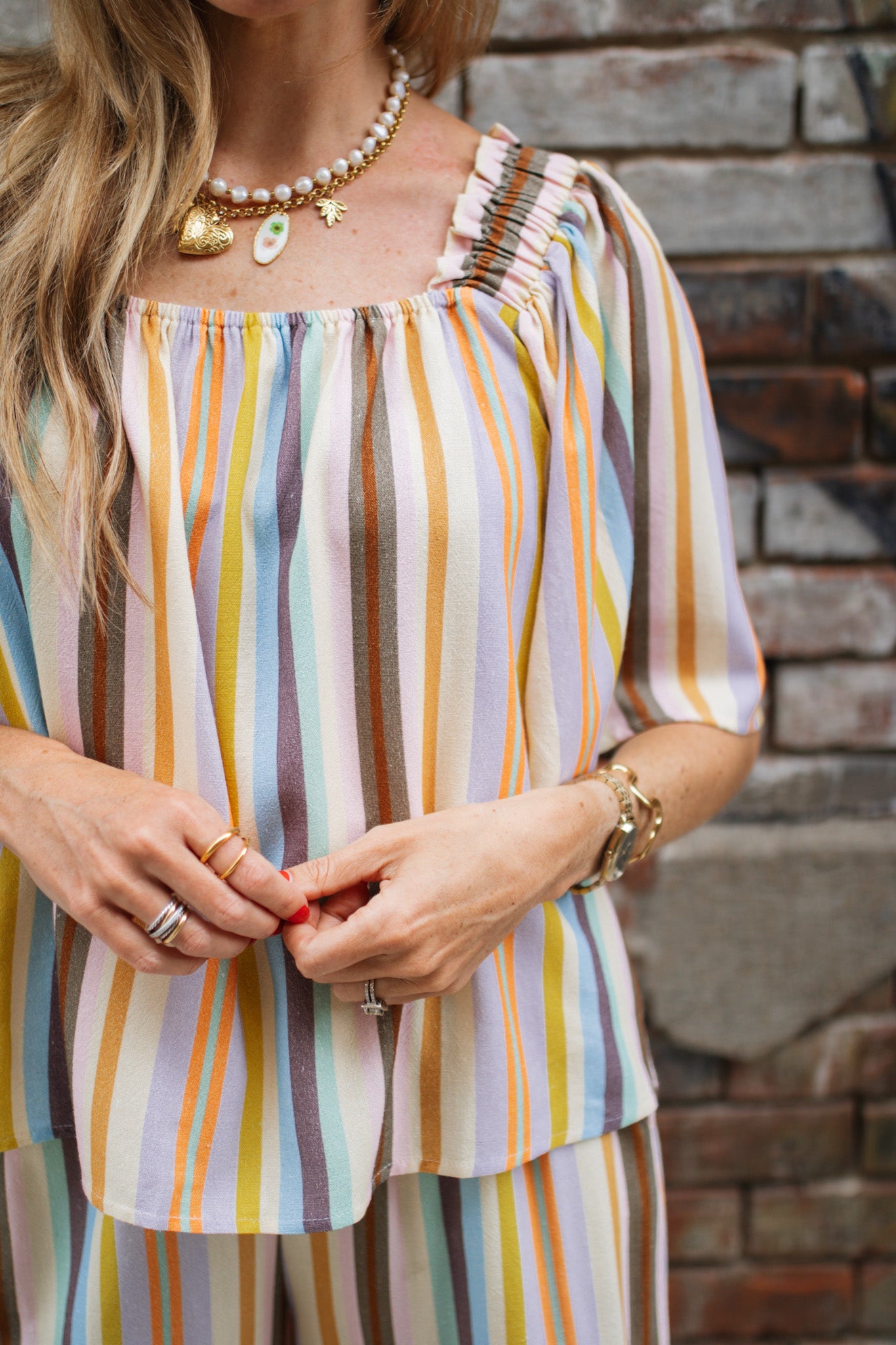 Lila Striped Pants Set