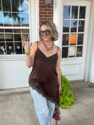 Capri Satin Long Lace Tank