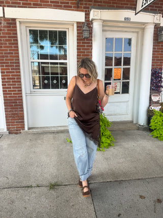 Capri Satin Long Lace Tank