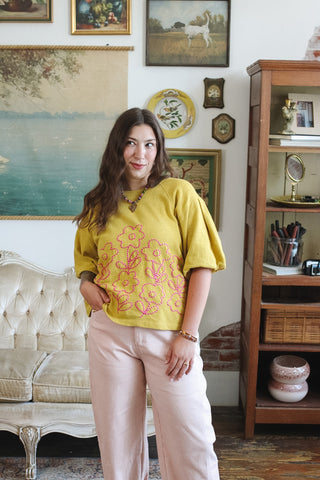Lola French Terry Embroidered Top
