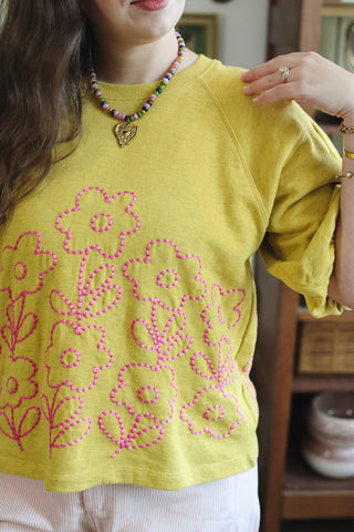 Lola French Terry Embroidered Top