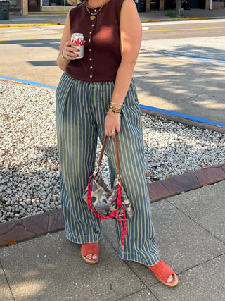 Lennon Wide Leg Railroad Denim